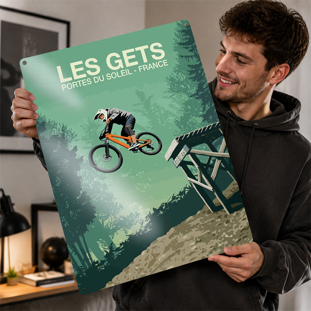 Mountain Biking Europe - Póster estampado con motivos de saltos